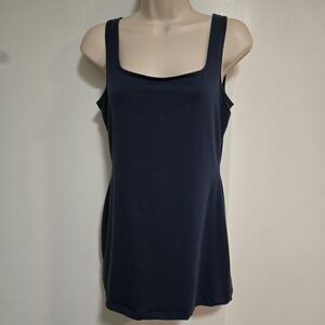 Peruvian Connection Size M Dusty Blue Pima Cotton Long Layering Stretch Tank Top